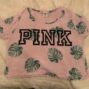 Pink Victoria’s Secret crop top with leafs